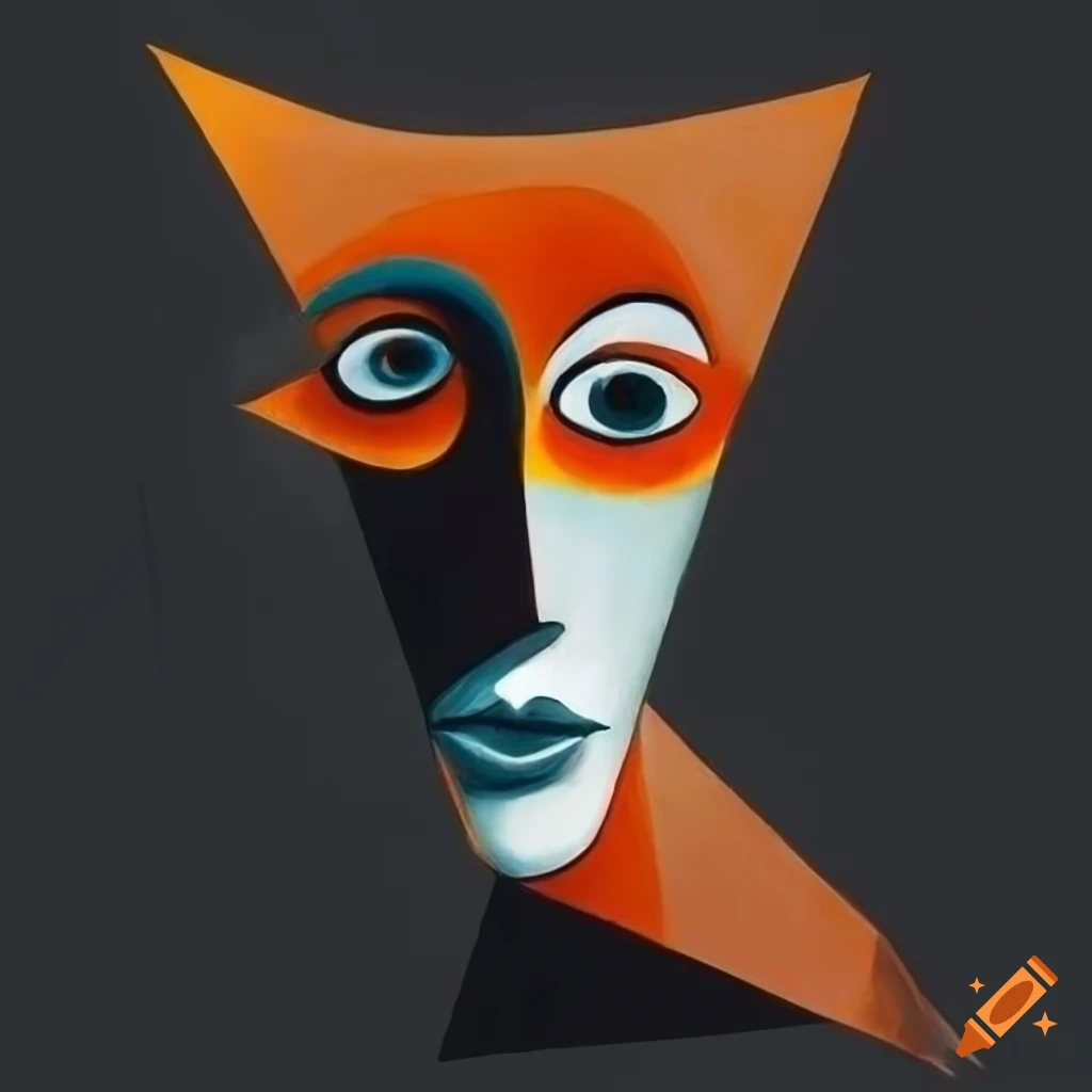 abstract black and white artwork with orange, green, blue and thin black lines