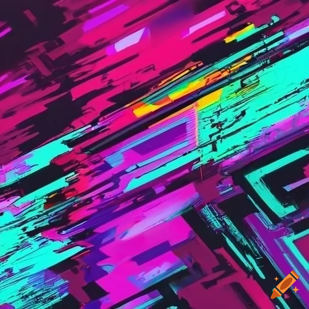 Bright cyberpunk color streaks on Craiyon