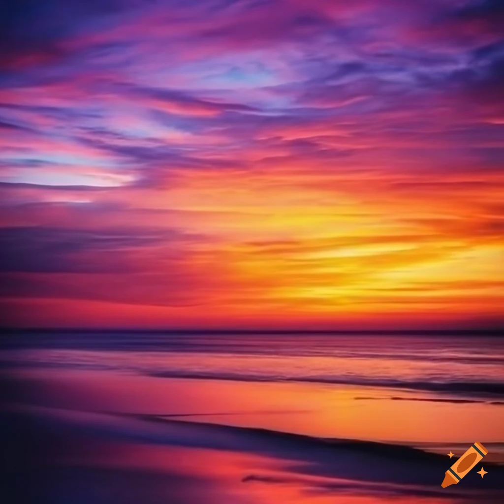 realistic sunset over a beach landscape