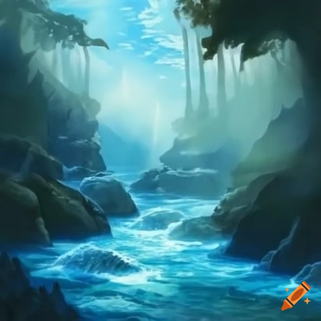 Magical river in a fantasy artwork