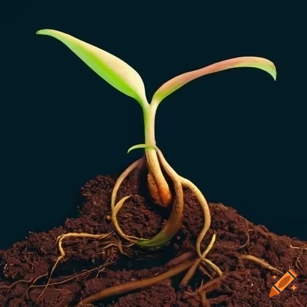 plant with intertwined roots and stem