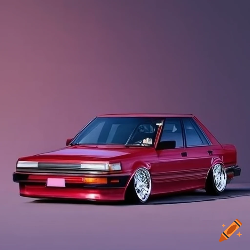 1980s Japanese style photograph of a lowered Toyota Camry