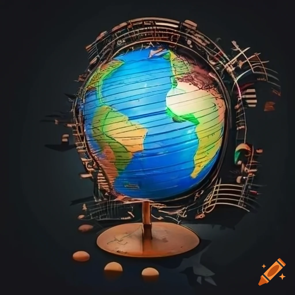 musical globe art