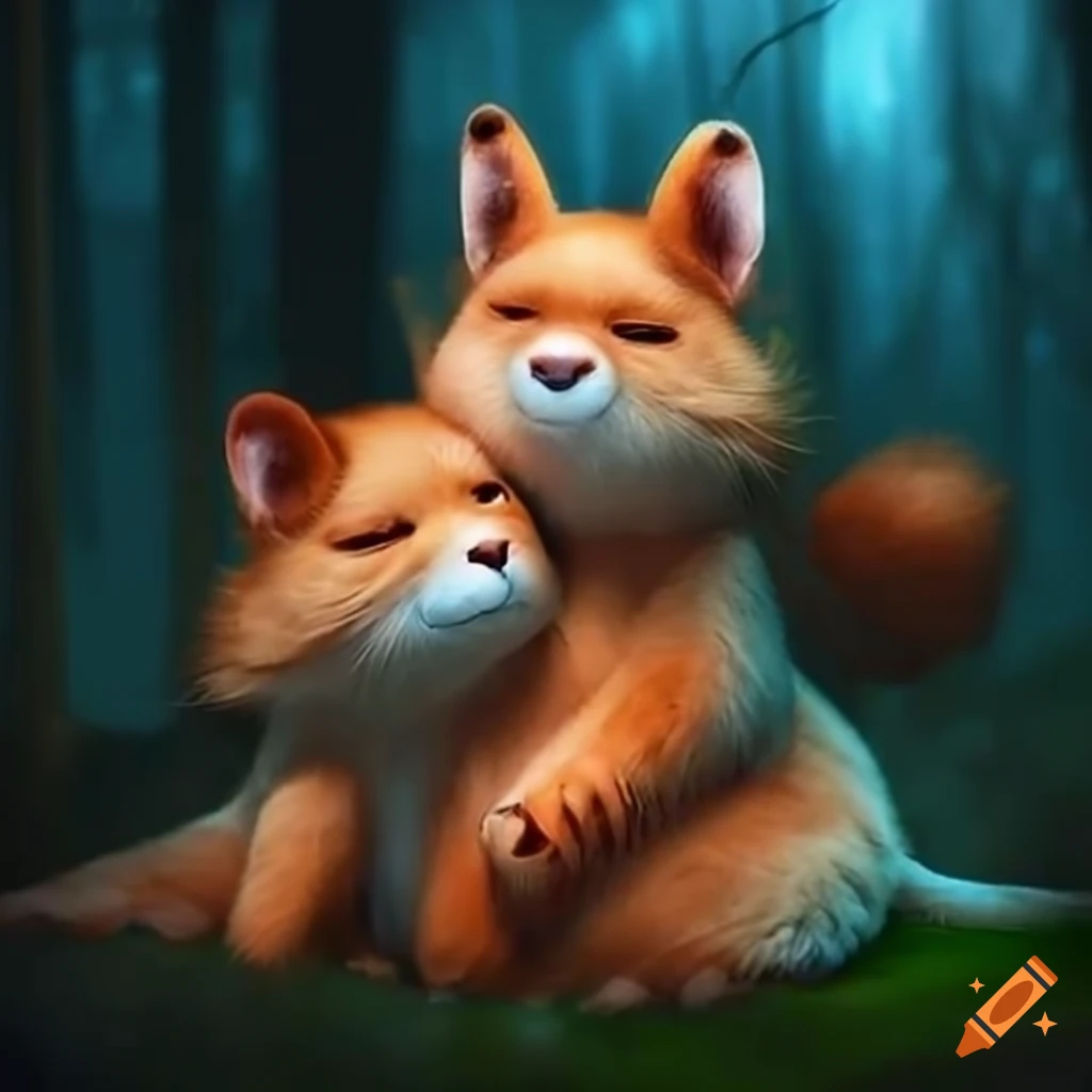 illustration of a schlups family in the forest