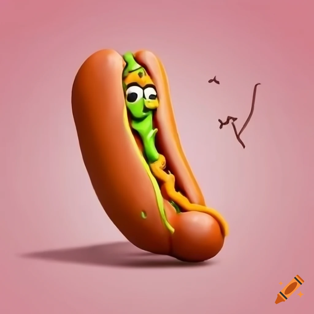 clay animation of a cartoon hotdog person