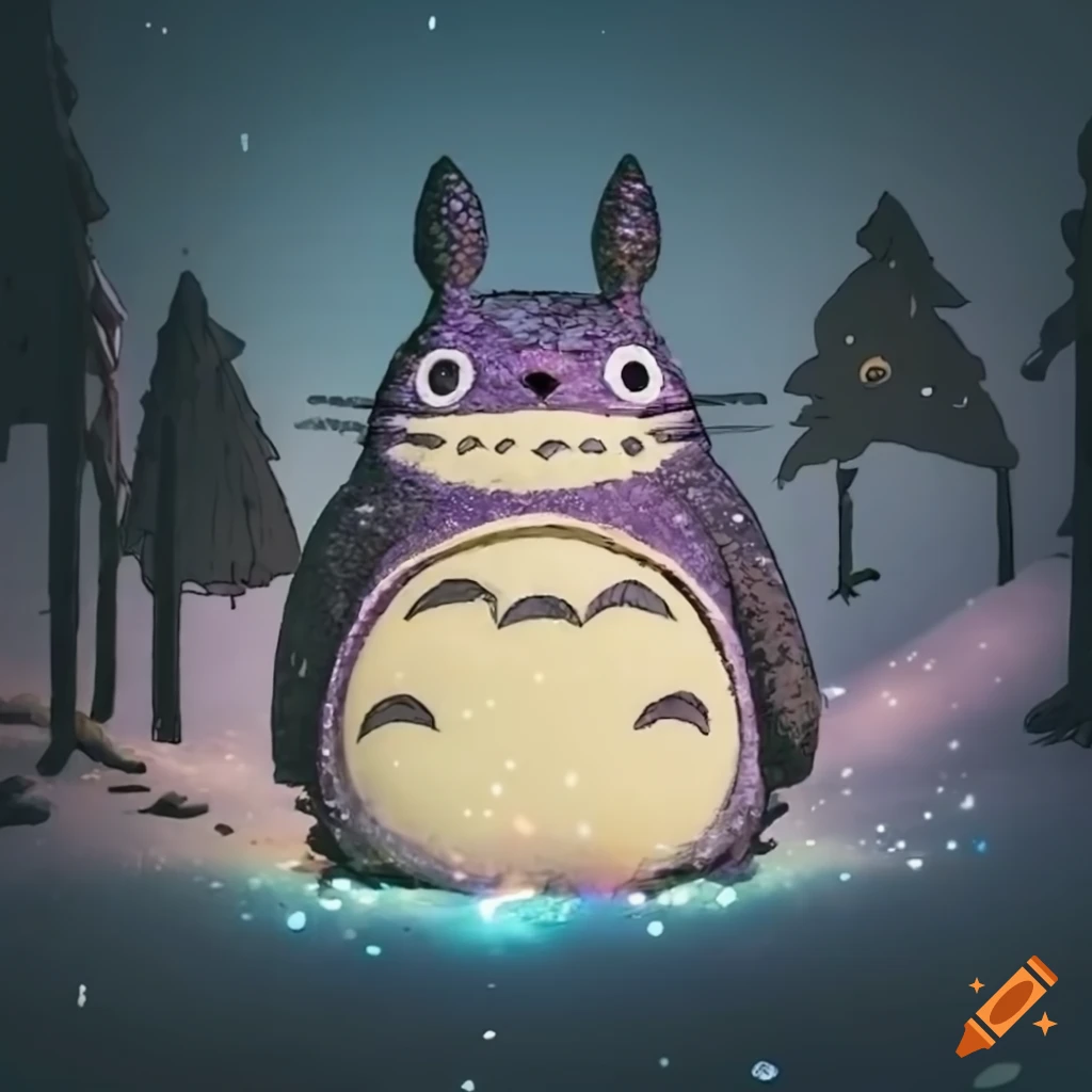 Totoroinspired diorama video game with norwegian cabin architecture on