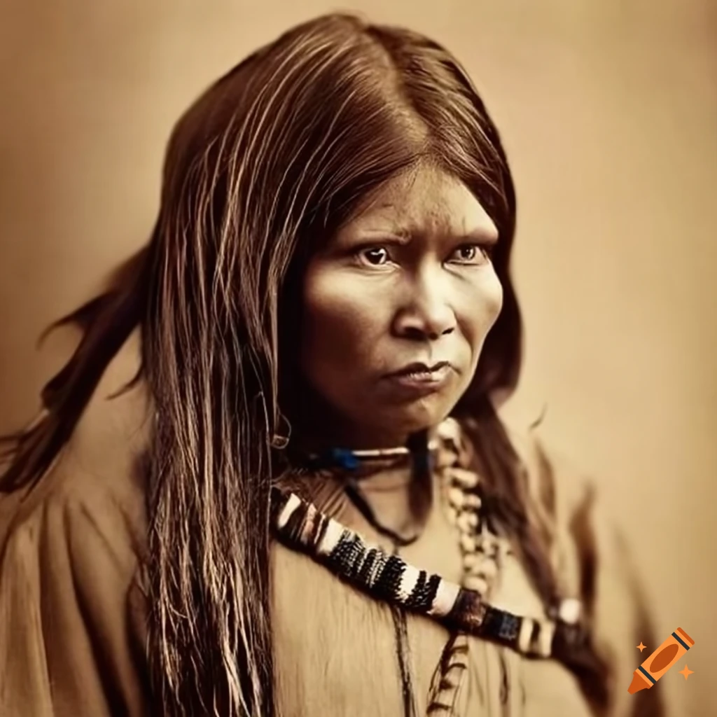 Xix century photography of an apache woman on craiyon