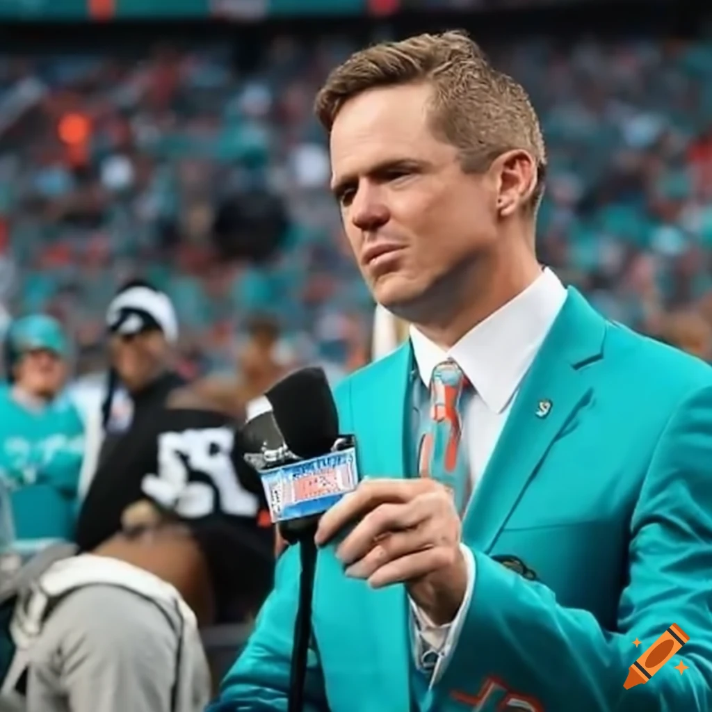 Miami Dolphins Sports Reporter Discussing Cod Matchup On Craiyon