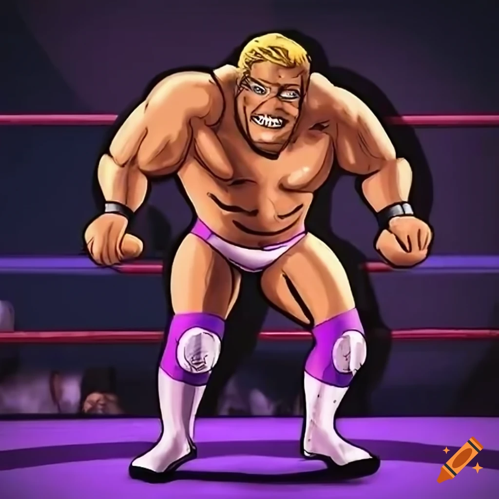 cartoon illustration of two wrestlers in a match