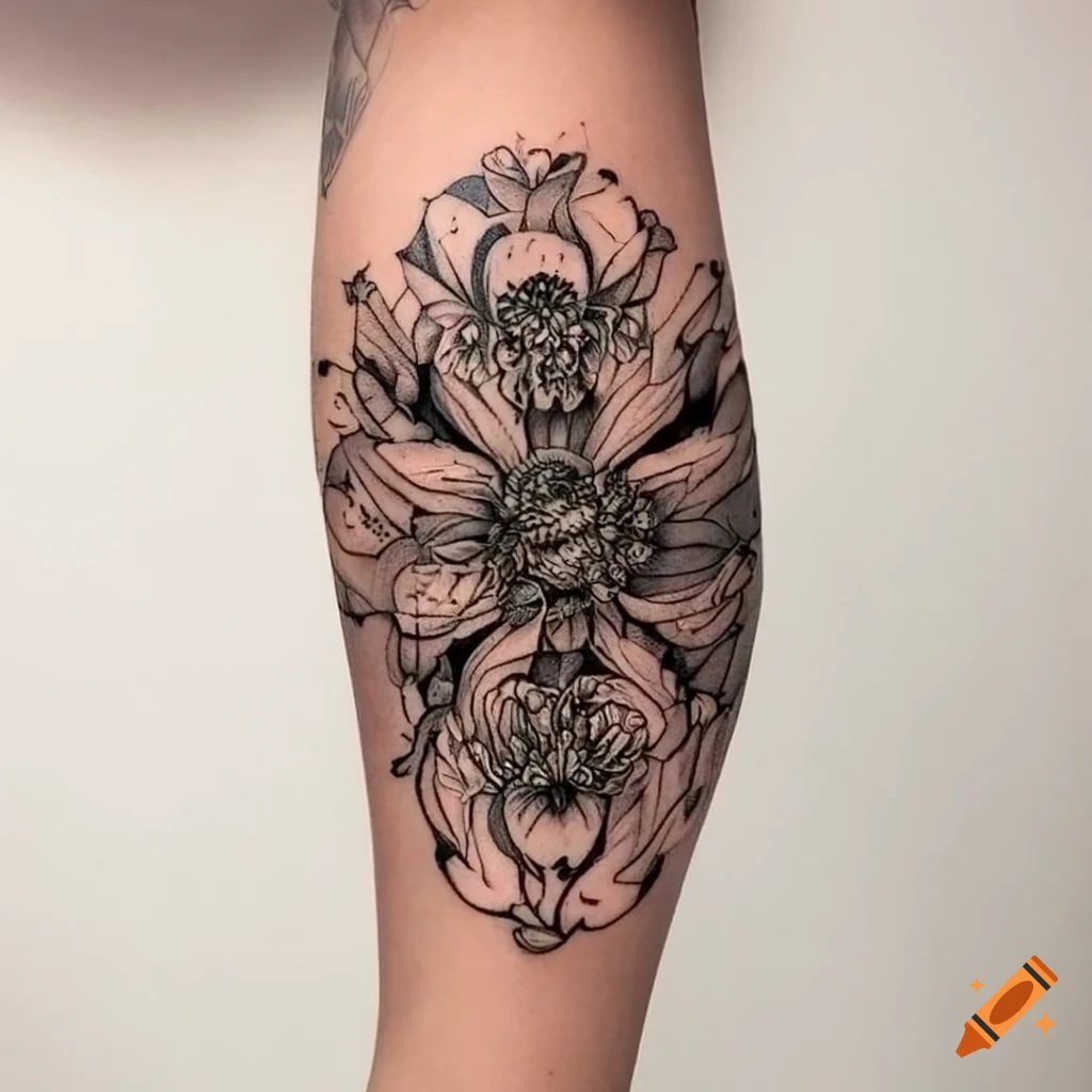 Minimal flower line art tattoo design Royalty Free Vector