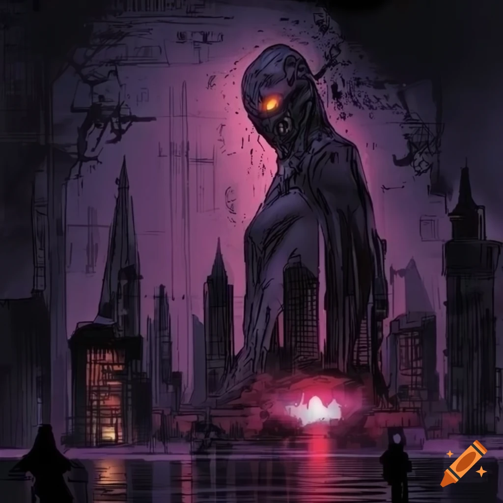 dark sci-fi city comic artwork