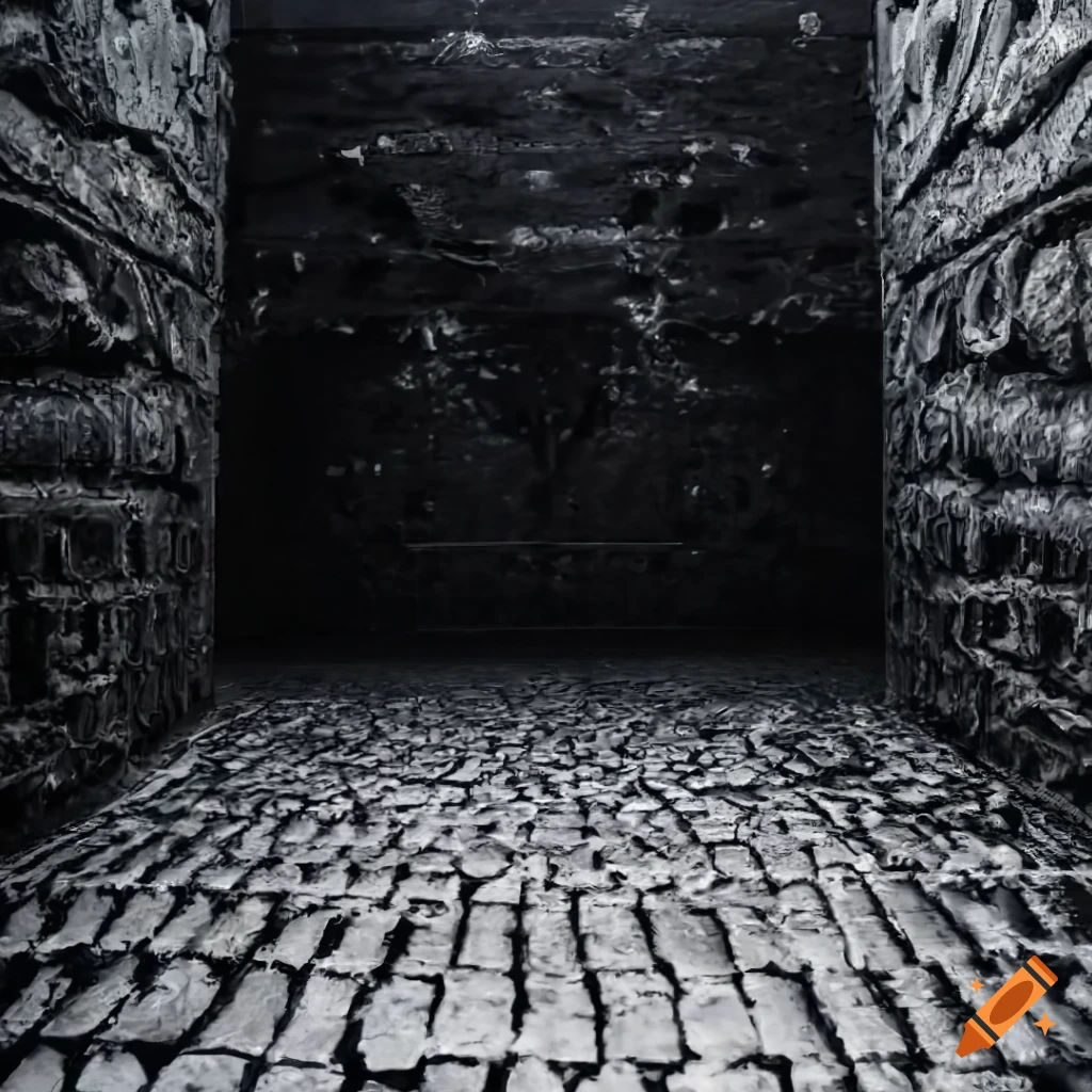wet and creepy ruins with alien creature from a 2D game