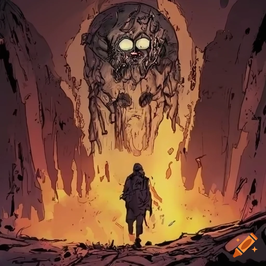 comic depicting a dark sci-fi wasteland