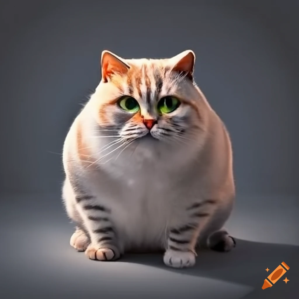 Chubby cat lounging around on Craiyon