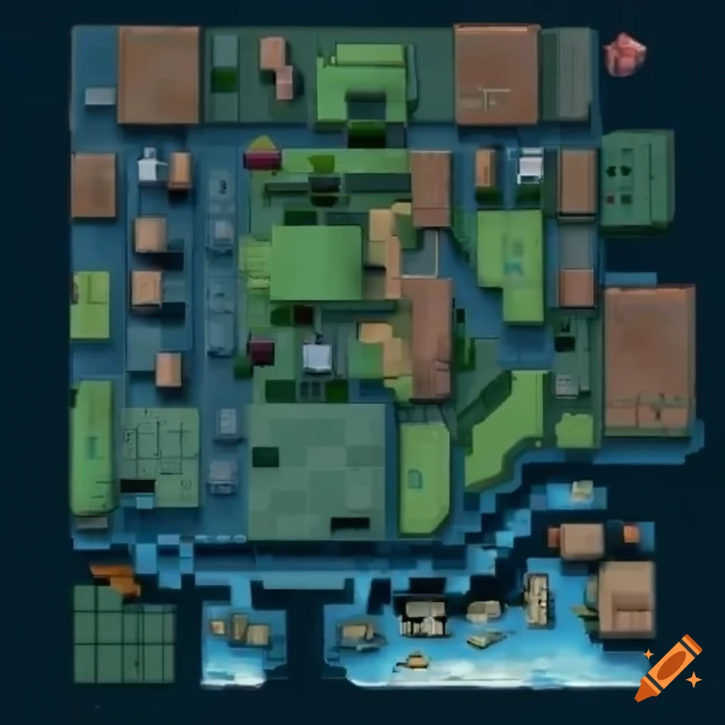 Overhead map of a video game on Craiyon