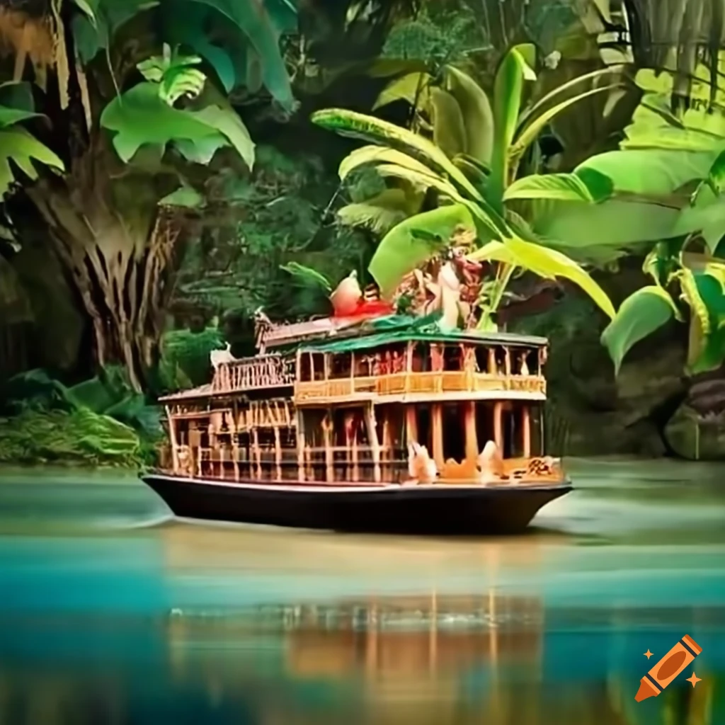 Disney jungle cruise boat ride on Craiyon