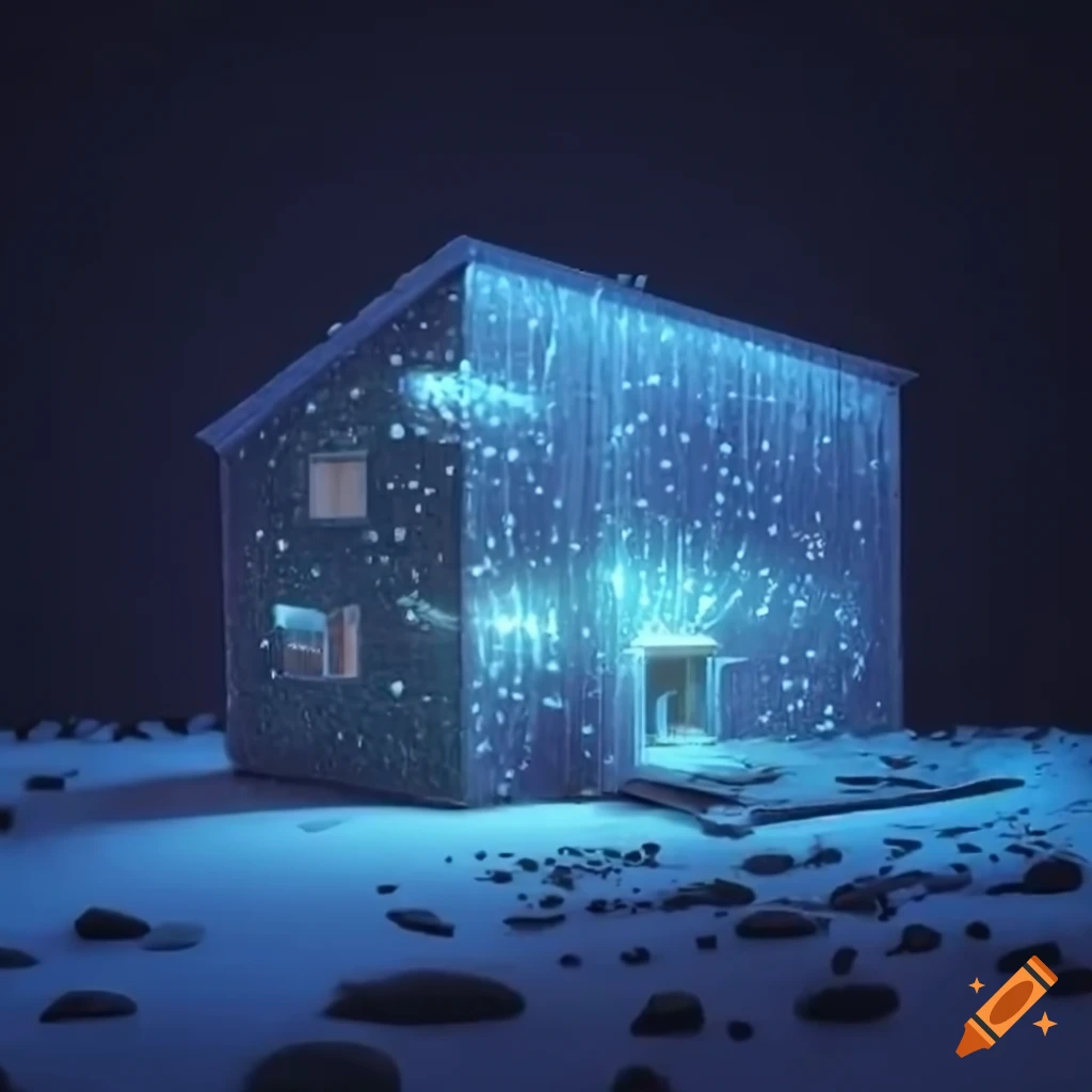 Glittering diorama of a norwegian cabin in a video game on Craiyon