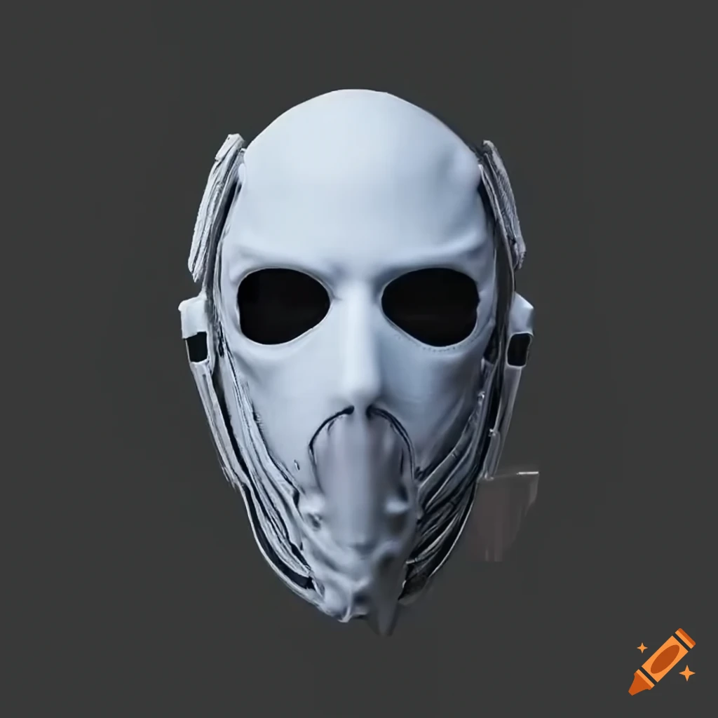 Detailed White Cyberpunk Mask 7497