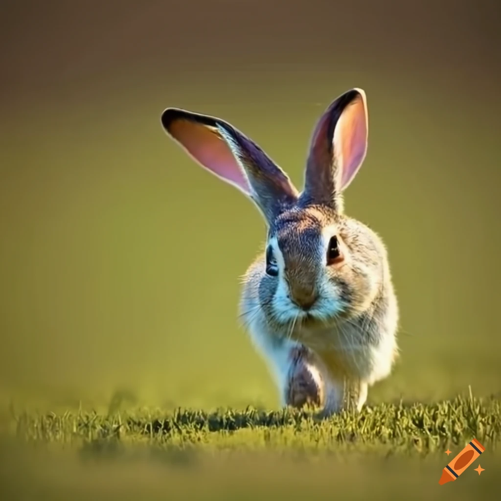Rabbit running in a field