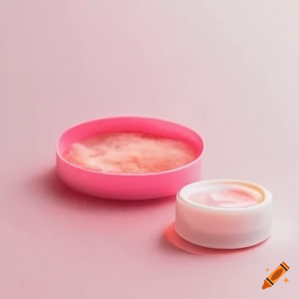 light pink lip care products on white background
