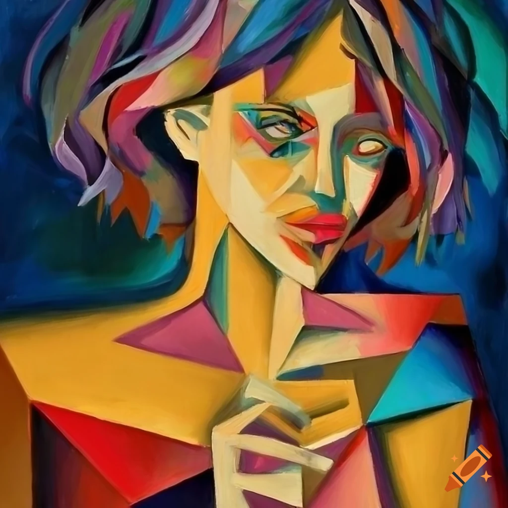 Abstract cubist depiction of a woman on Craiyon