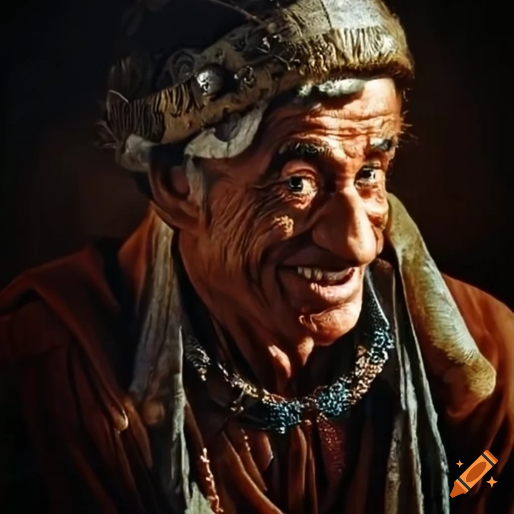 Jean-Paul Belmondo as a medieval gypsy man