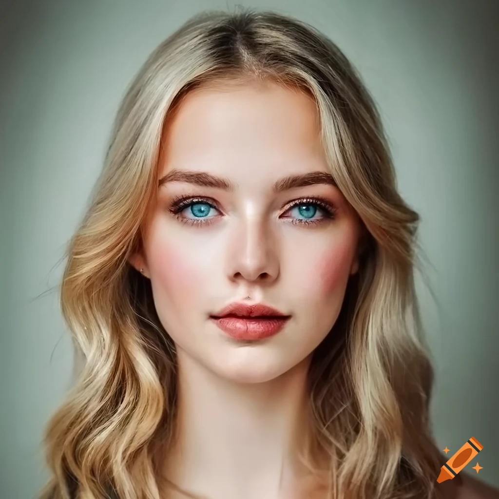 Realistic Portrait Of A Friendly Smiling Girl With Pale Blonde Hair 3662