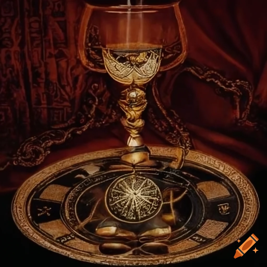 Ace of pentacles and four of cups tarot cards on Craiyon