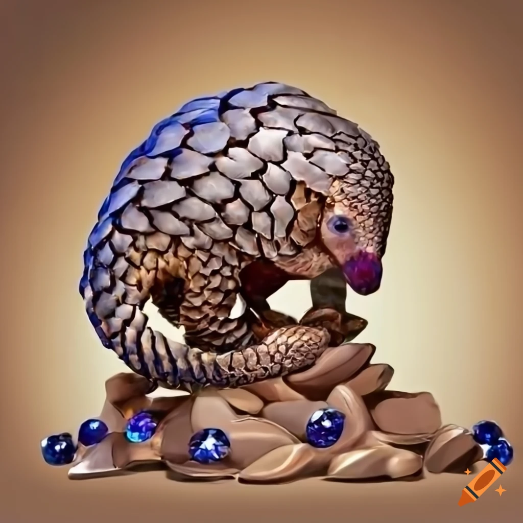 silver pangolin on sapphires