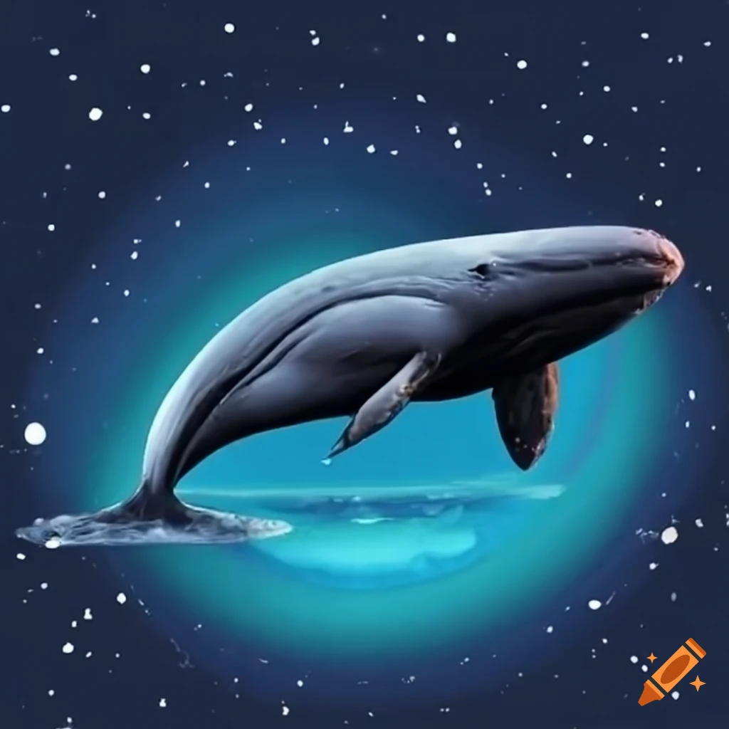 Image of a whale in space with moon on craiyon