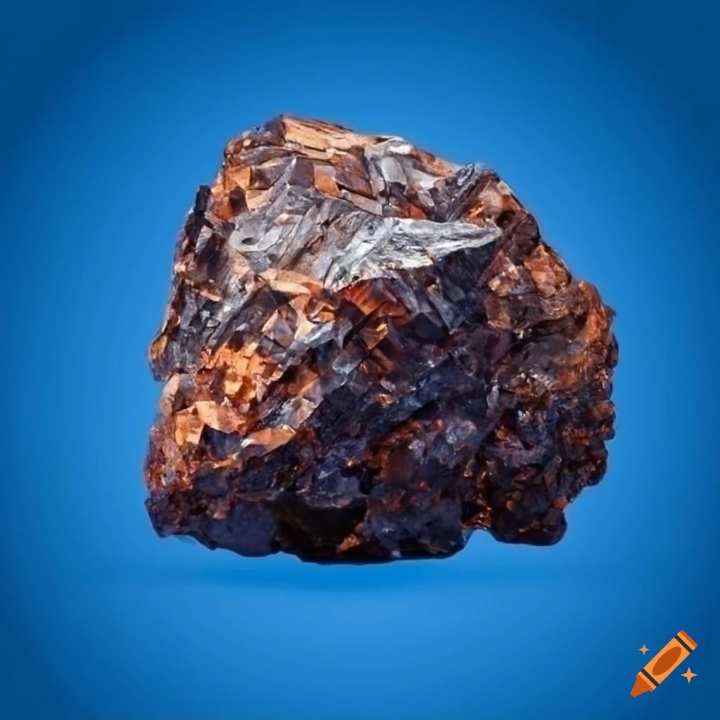 chunk of metal ore on a blue background