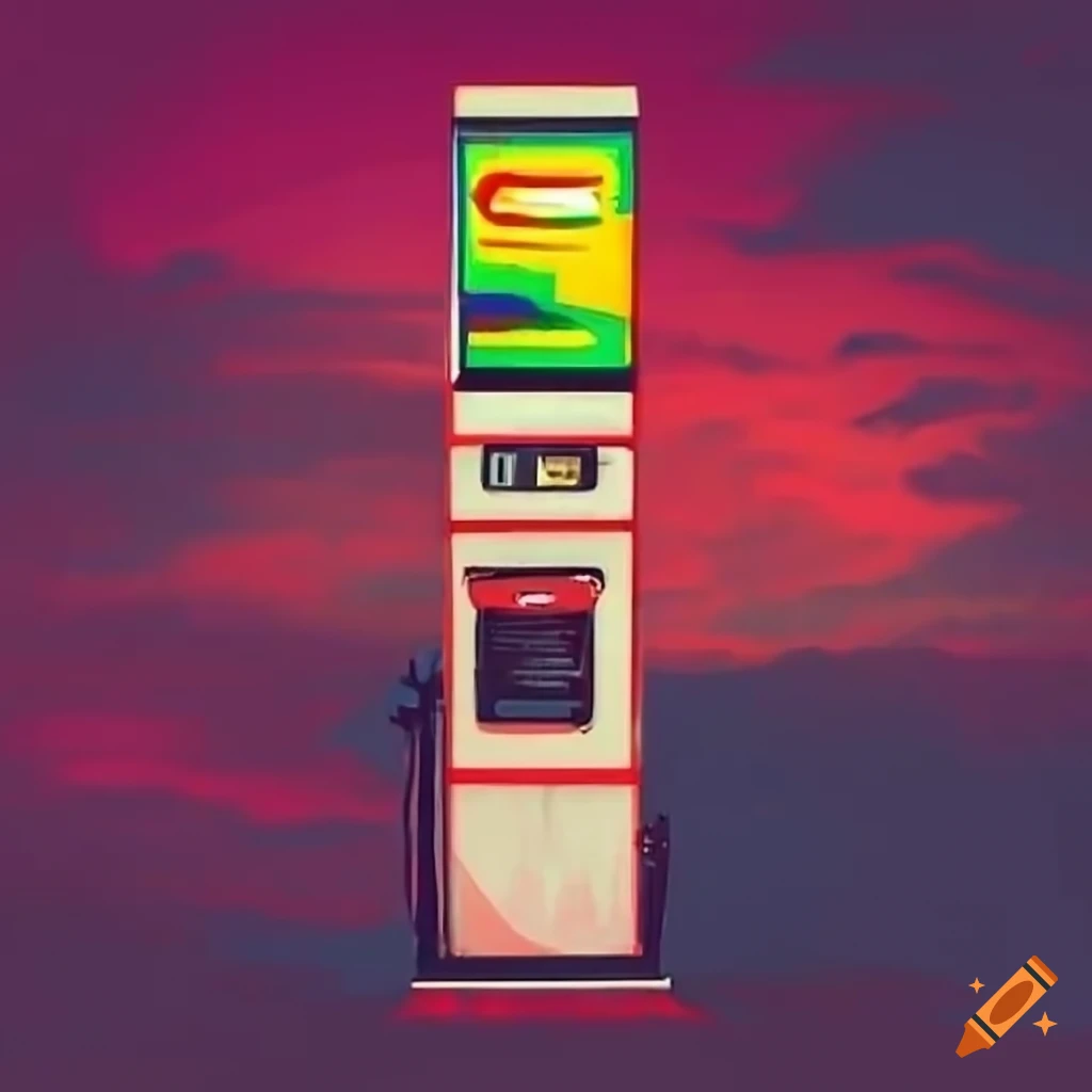 pop art depiction of a Saturn gas station