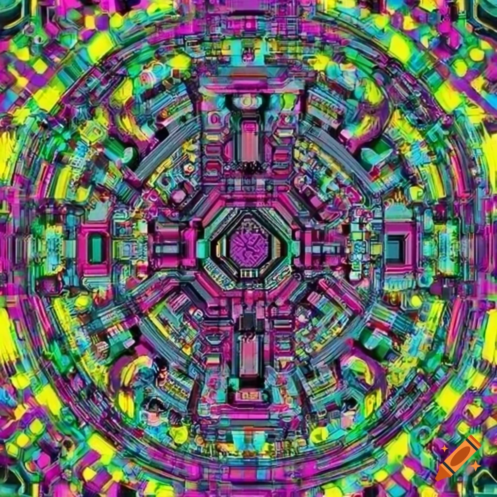 Cyberpunk circuit board with futuristic design