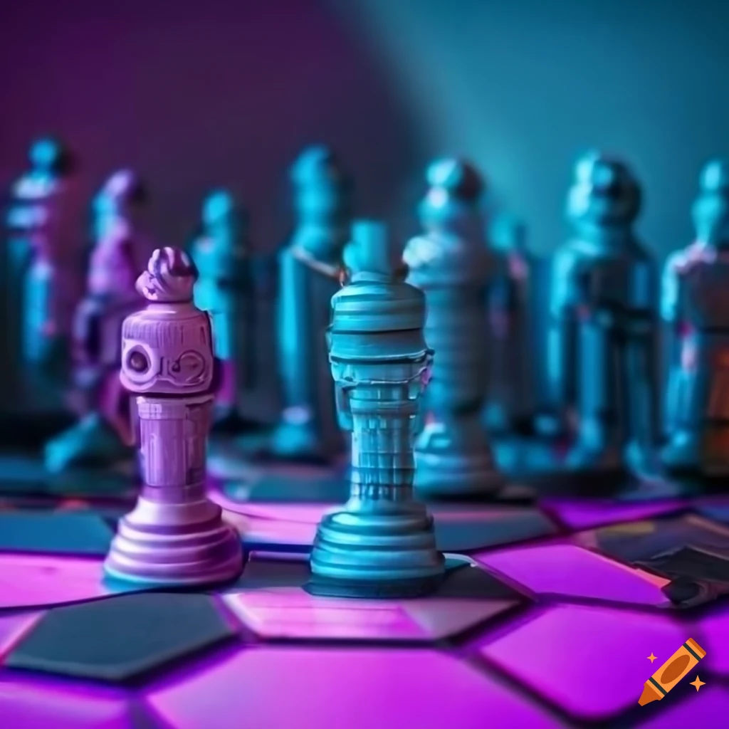 Cyberpunk game board with hightech figures