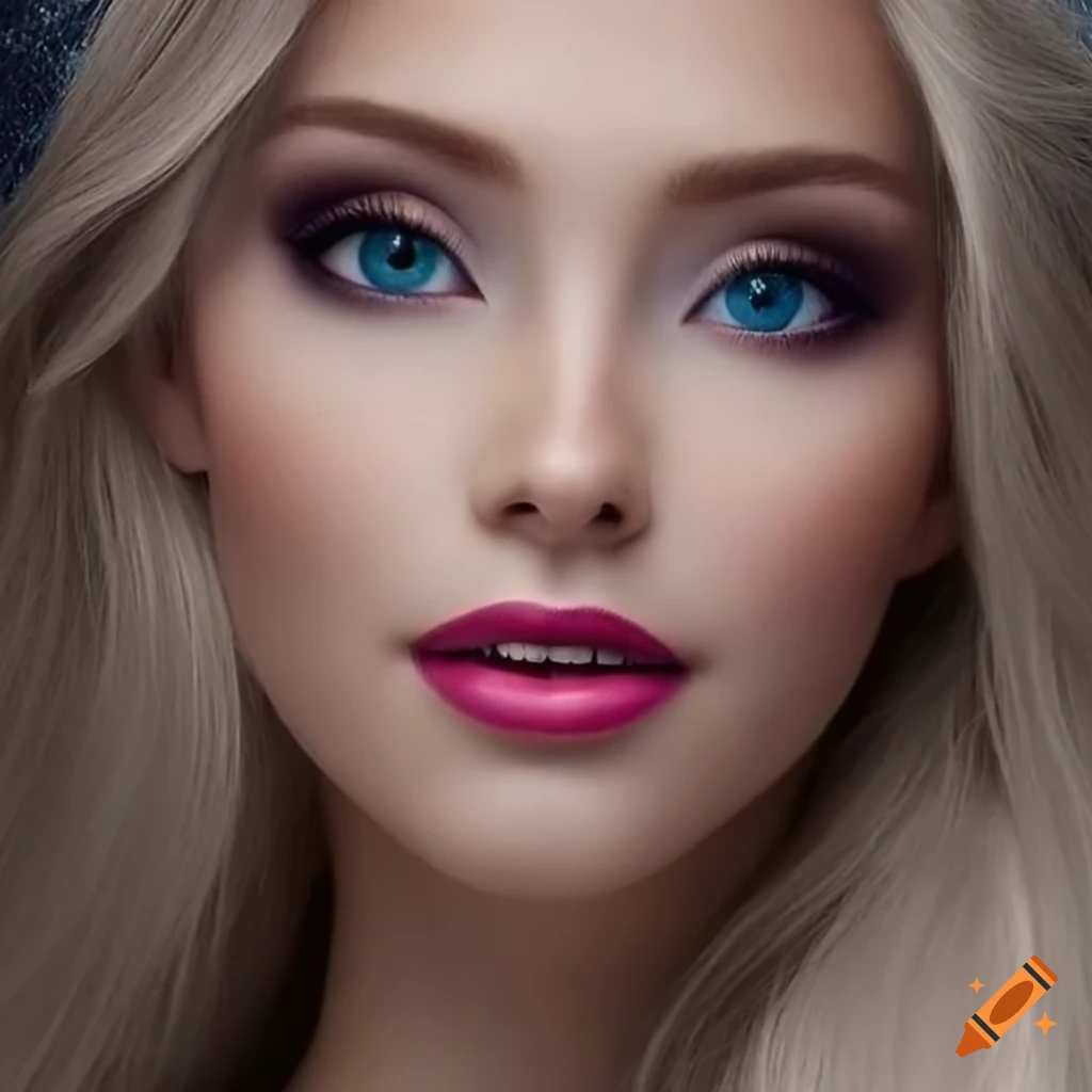 Realistic portrait of a woman transforming into elsa