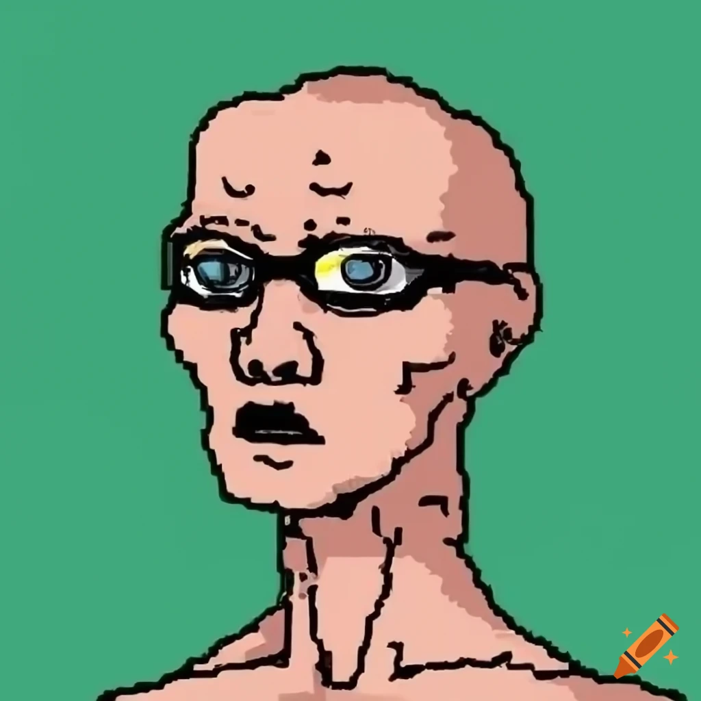 Digital art depiction of wojak on Craiyon