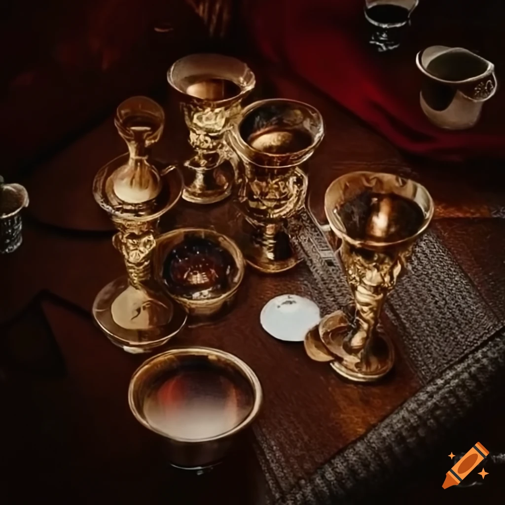 Ace of pentacles and four of cups tarot cards artwork