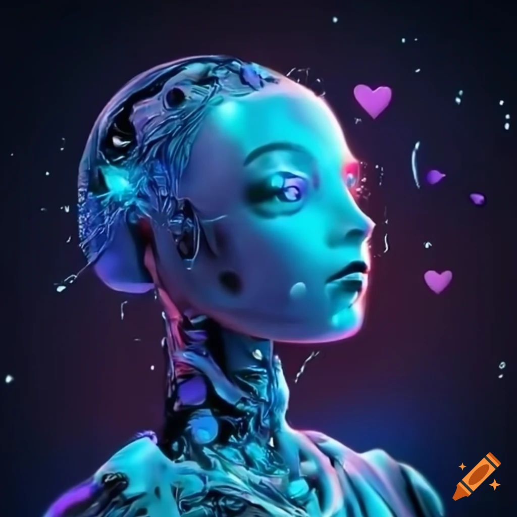 Conceptual art of an ai contemplating love on craiyon