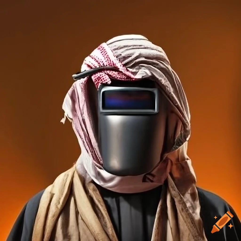 bedouin wearing a welding mask