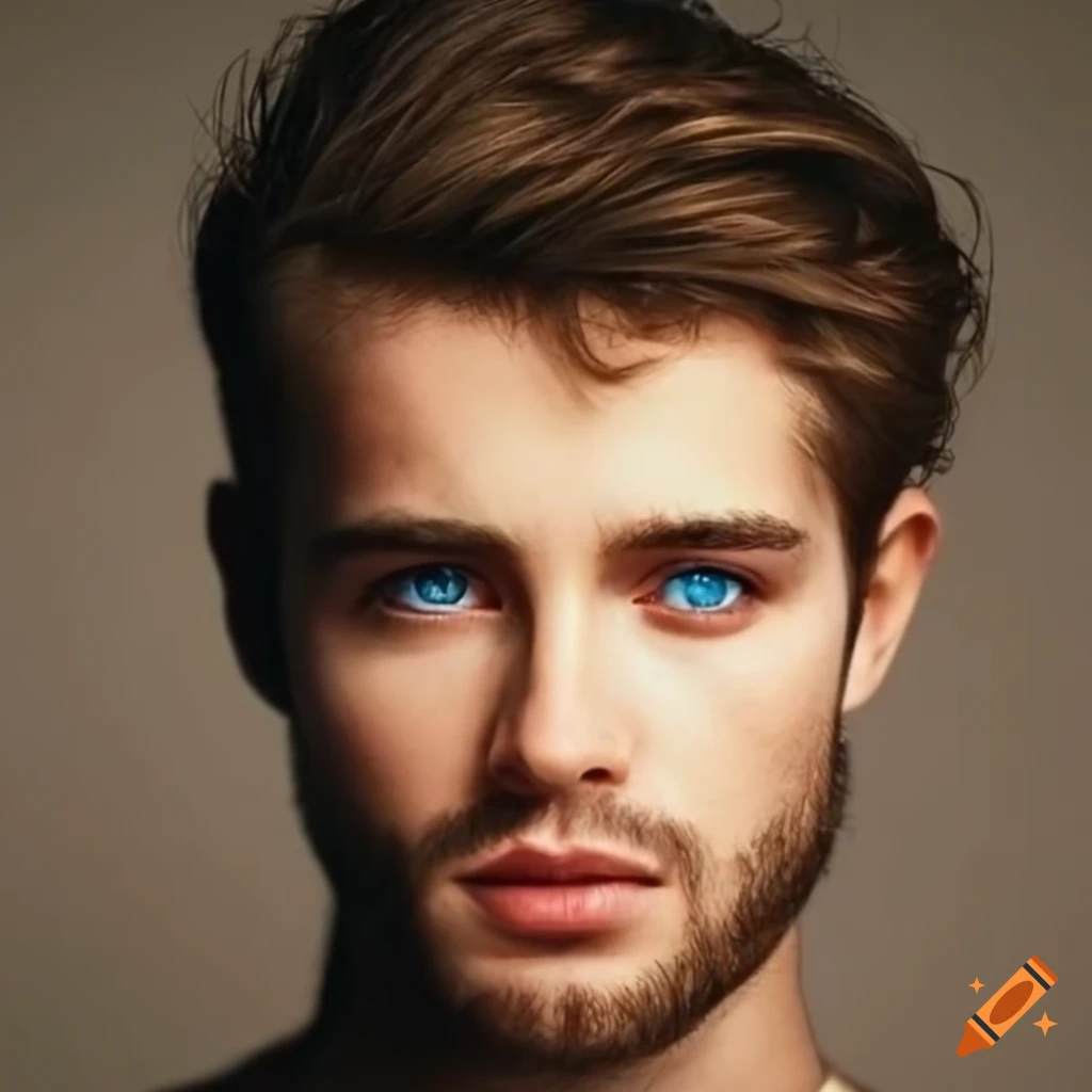 handsome man with brown hair and blue eyes