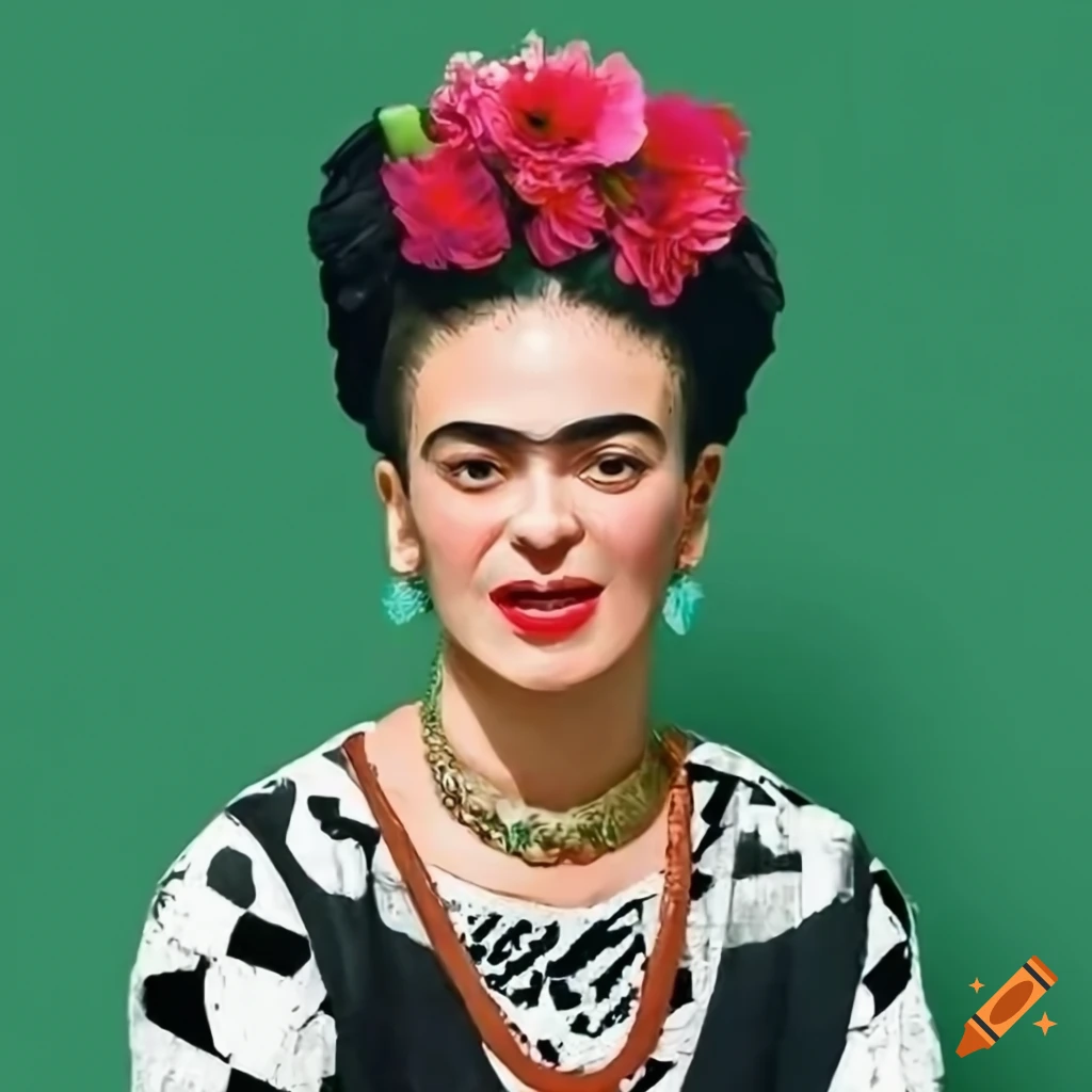 portrait of Frida Kahlo with flowers on her head