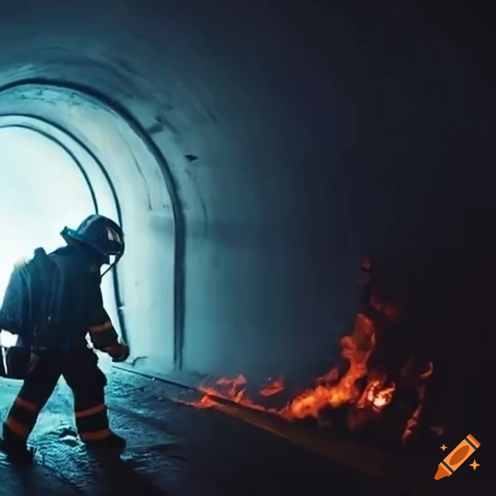 Firefighter breaking through a window during a rescue mission on Craiyon