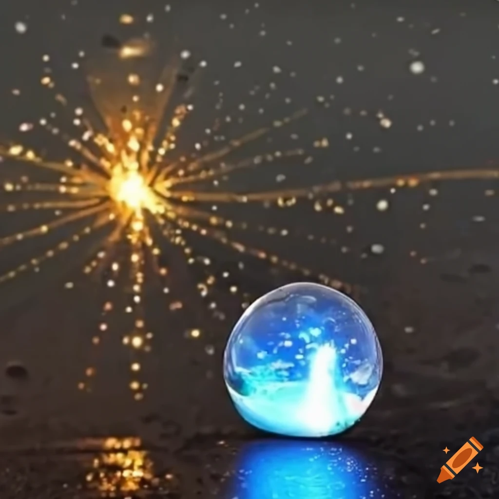 Meme of a sparkling glass ball on the road