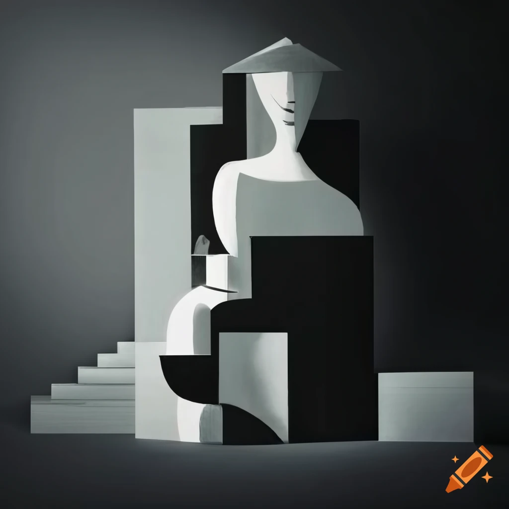 surrealist black and white cubist artwork