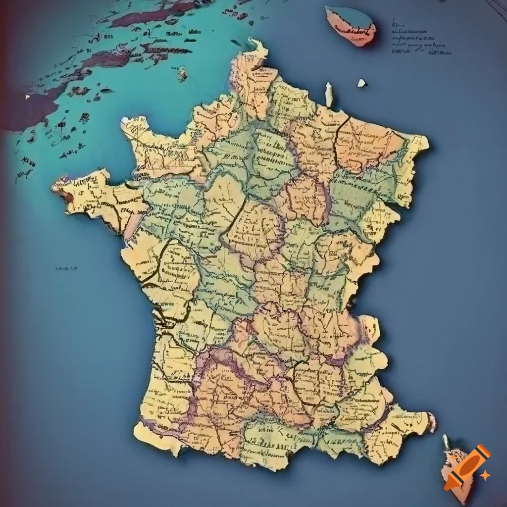Vintage map of france