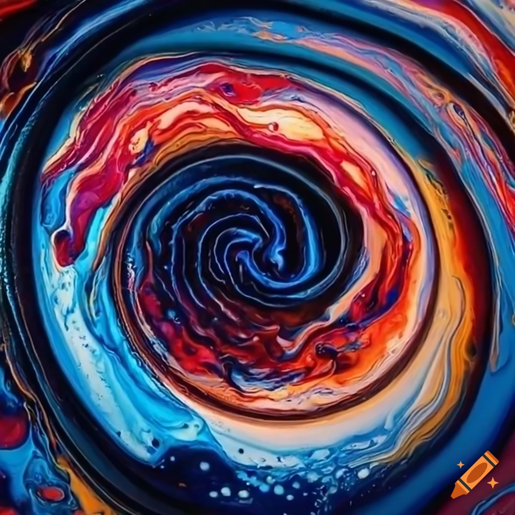 acrylic pour artwork of an ouroboros worm around the earth
