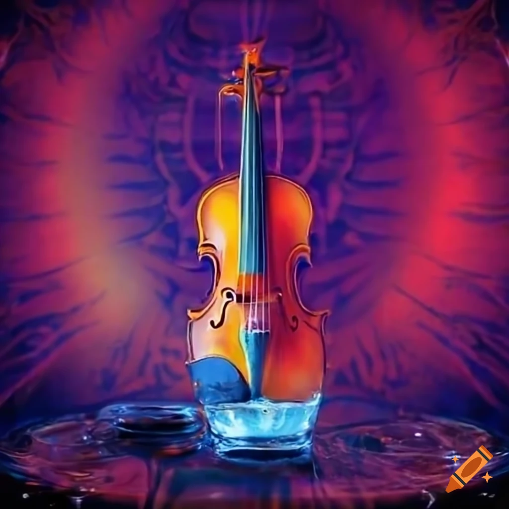 Violin And Ice Cubes In A Psychedelic Rock Music Background On Craiyon