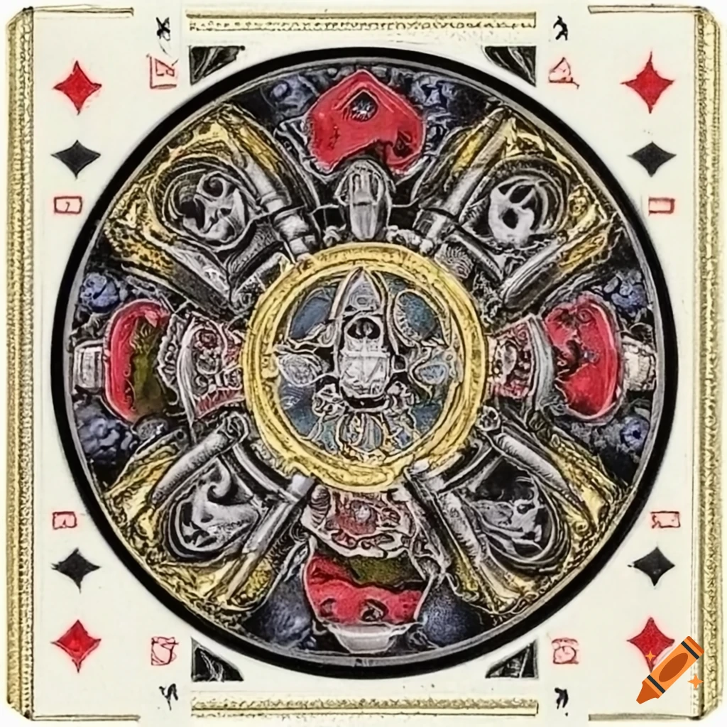 Ace of pentacles and four of cups tarot cards on Craiyon