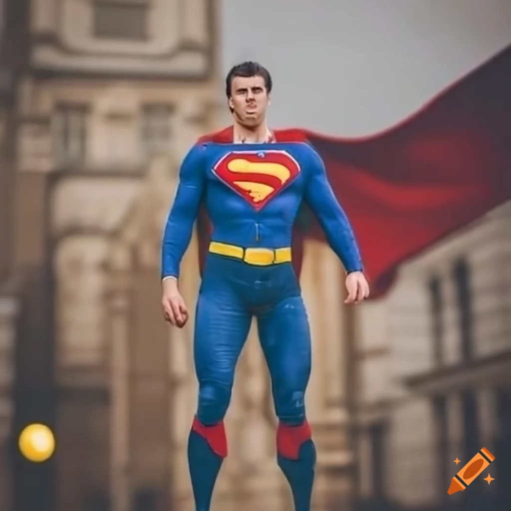 Superman with an f on his chest in London on Craiyon