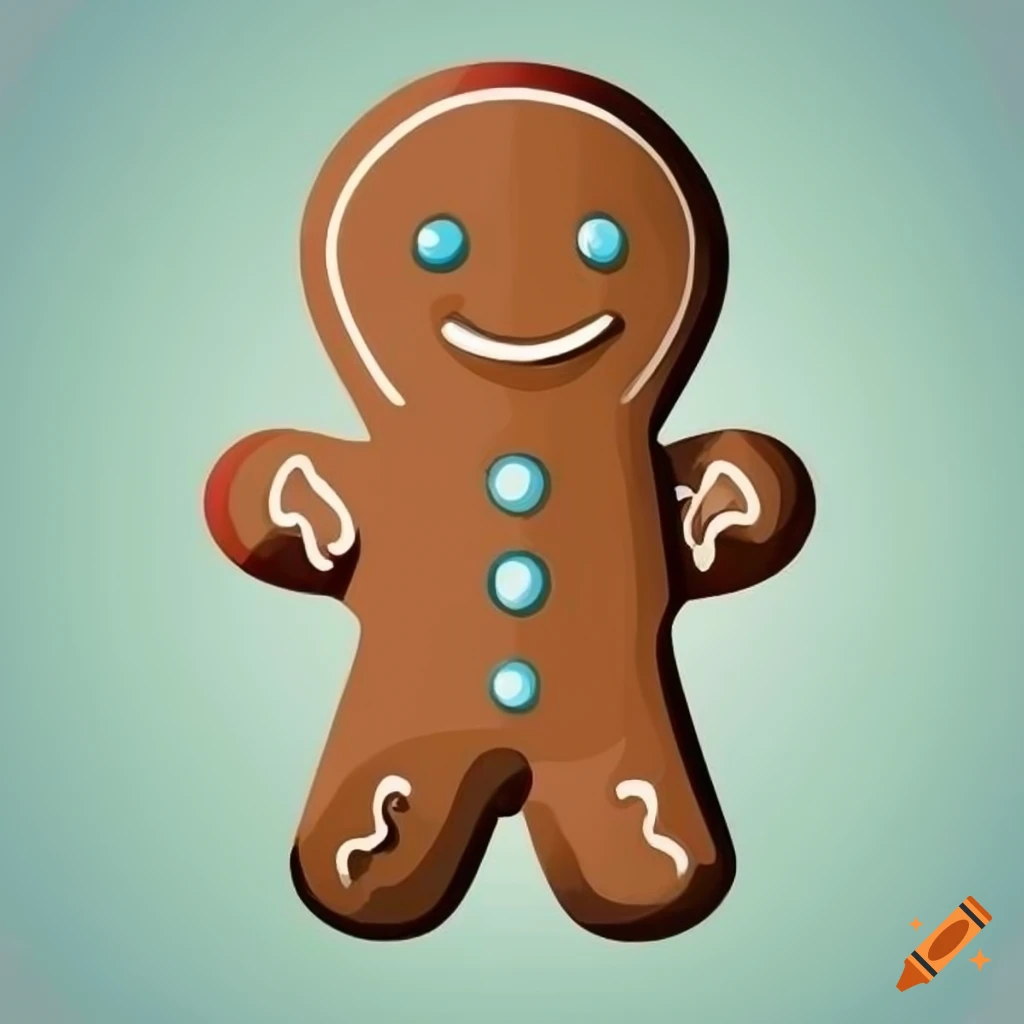 Cartoon-style gingerbread man portrait on Craiyon